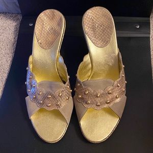 Cole Haan gold wedge